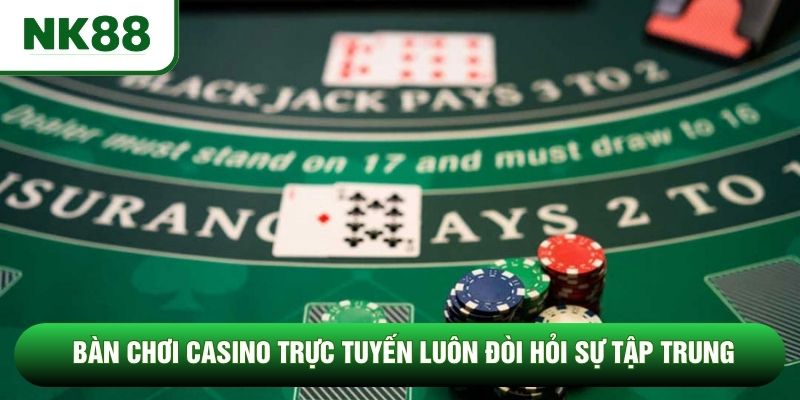 Bàn chơi casino trực tuyến luôn đòi hỏi sự tập trung Bàn chơi casino trực tuyến luôn đòi hỏi sự tập trung